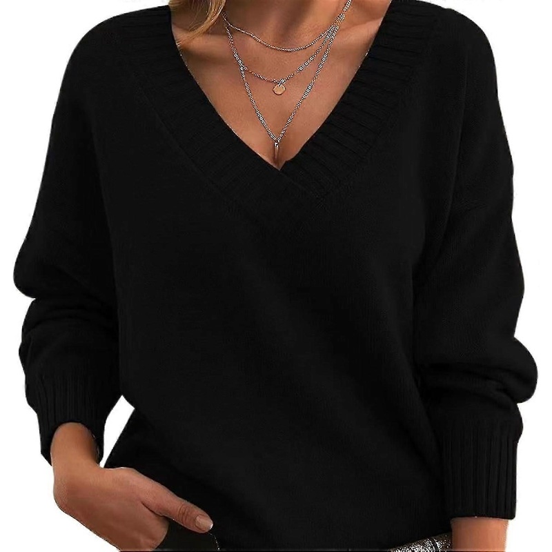 Women's Sweater Loose And Fashionable V-neck Sweater Casual Versatile Knitted Sexy Sweater