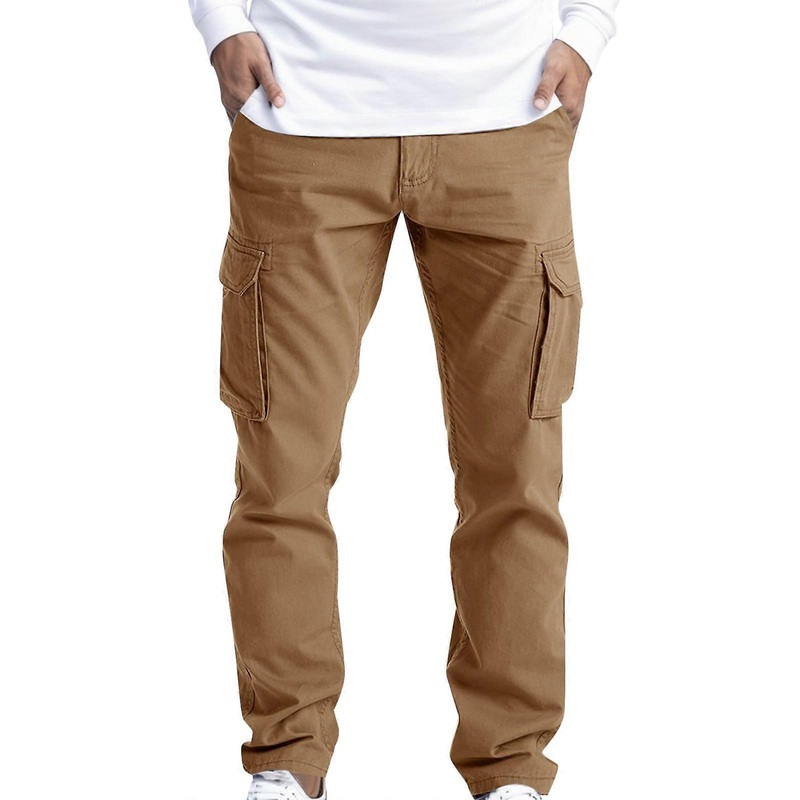 Cargo Trousers Men's Relaxed Fit Khaki Size S Lightweight Tear-Resistant Durable All-Year Outdoor Hiking Trousers