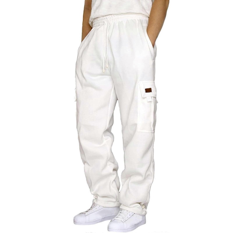 Pants Men's Cotton Cargo Pants With Pockets Elastic Waistband Regular Fit Outdoor Leisure Hiking Trekking Running