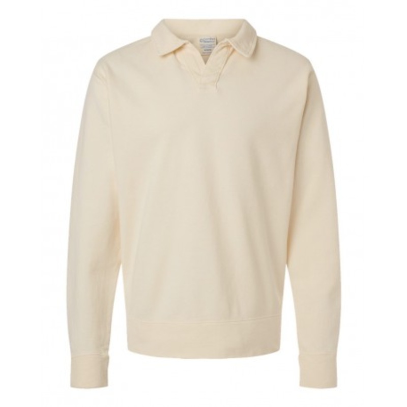 ComfortWash by Hanes GDH490 Garment-Dyed Polo Collar Sweatshirt | ComfortWash by Hanes GDH490