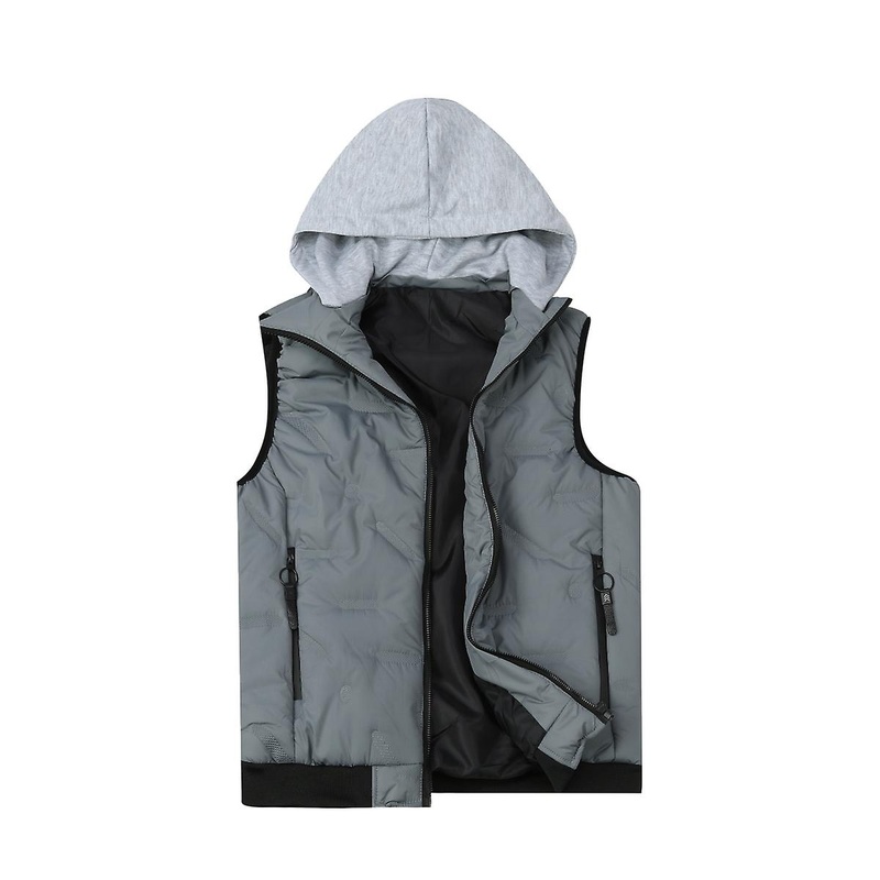 Cloudstyle Men's Casual Color Block Hooded Padded Vest