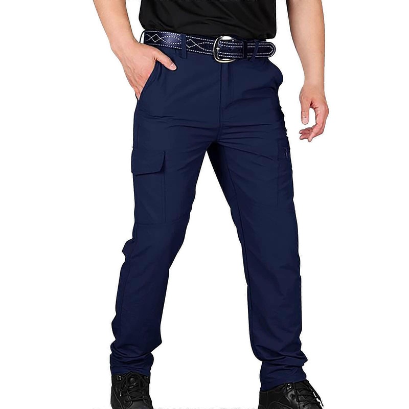 Men's Rain Trousers 3XL, Waterproof Windproof Outdoor Hiking Trousers, Breathable Lightweight Softshell Cycling Snow Pants, Dark Blue