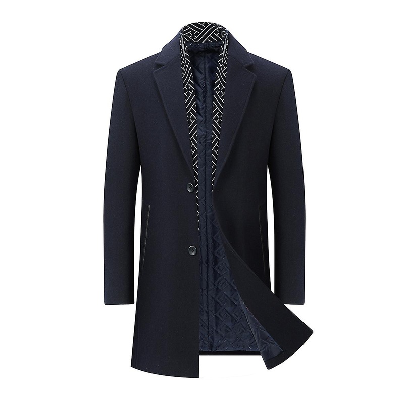 Cloudstyle Men's Casual Patchwork Lapel Wollen Coat