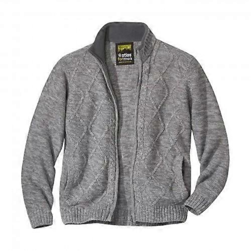 Atlas For Men Mens Cable Knit Full Zip Jacket