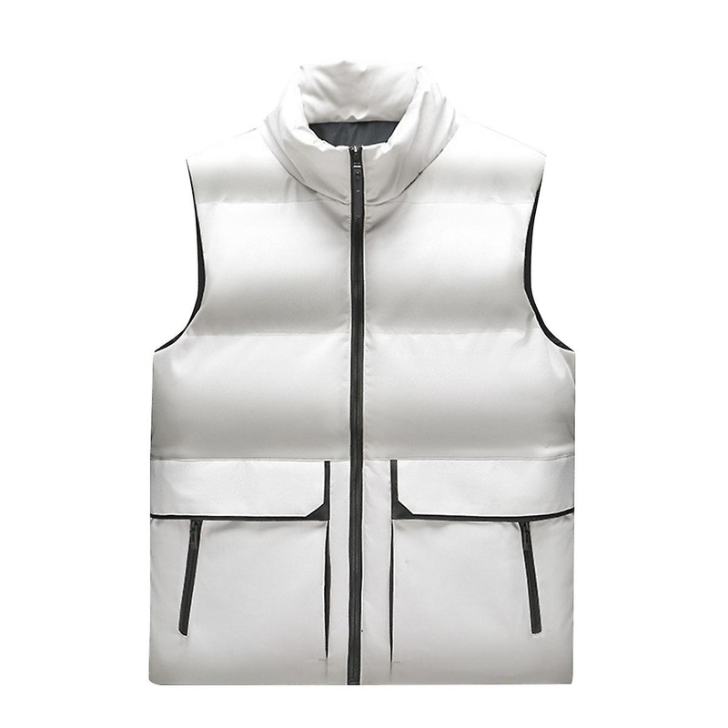 Cloudstyle Men's Daily Casual Loose Solid Color Stand Collar Padded Down Vest