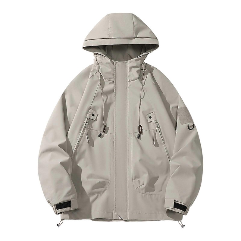 Men's Jacket Without Hood Raincoat Long Black Vintage Pullover Cycling Jacket Waterproof Breathable A7-Grey 3XL