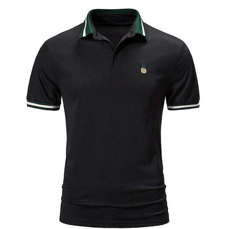 2022 Men's Casual T-shirt Pineapple Embroidered Lapel Polo Shirt