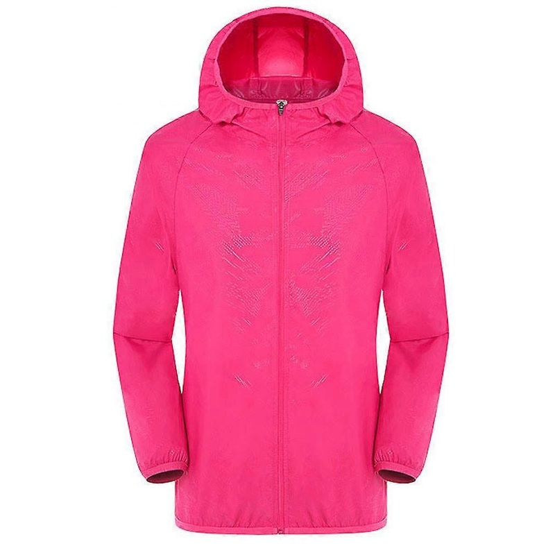 Women Lightweight Hooded Raincoat Packable Windbreaker Plus Size Zipper Jacket for Hiking Walking Hot Pink M Autumn Winter