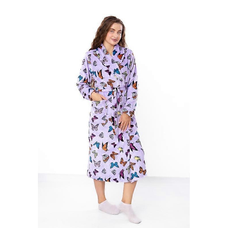Womens Bathrobe  Soft Fabric with Belt & Pockets, Winter,  HC 8577-035