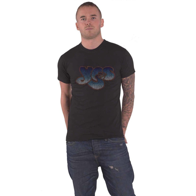 Yes T Shirt Vintage Band Logo distressed new Official Mens Black