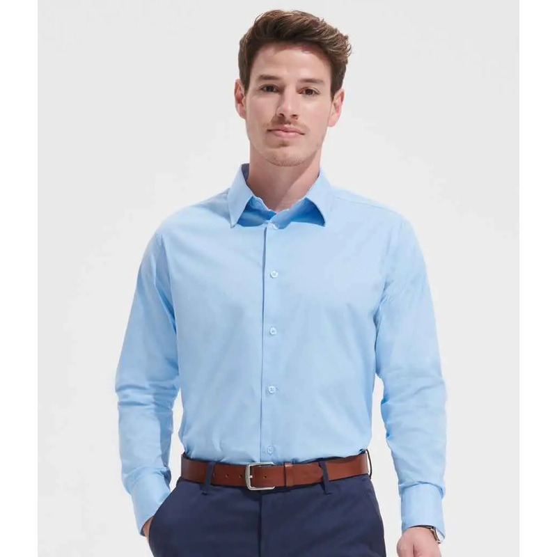 SOL'S Brighton Long Sleeve Fitted Shirt Dark Blue 4XL