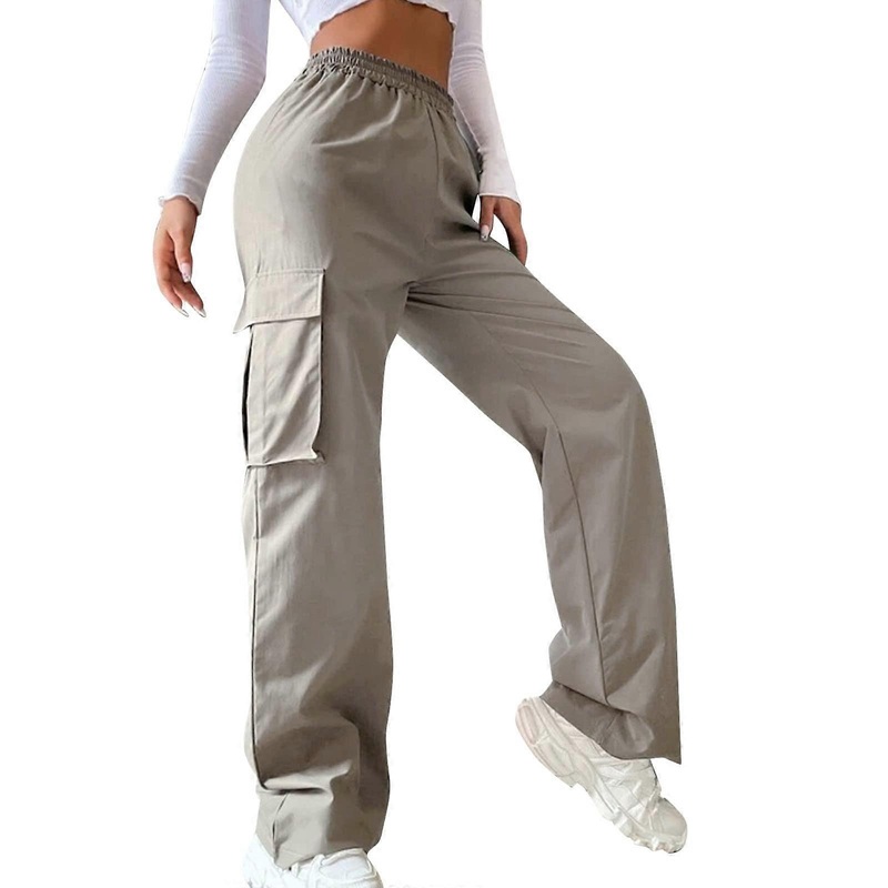 Women's pants with belt, lower waist, wide leg, straight leg, relaxed style, casual pants, oversized sweatpants Gray S