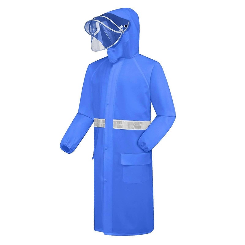 Waterproof Reflective Rain Poncho for Men, Lightweight with Hood, XXL Blue