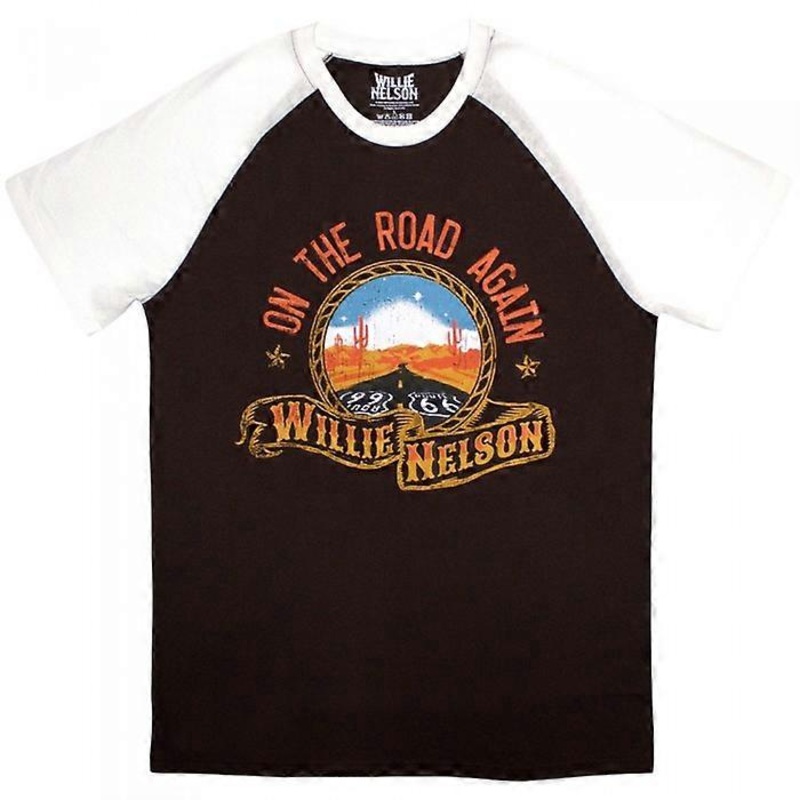 Willie Nelson Unisex Adult Route 66 Raglan T-Shirt