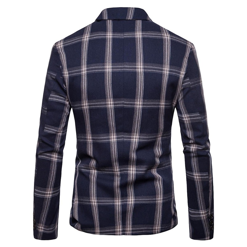 Cloudstyle Men's Casual 1 Button Regular Fit Plaid Blazer