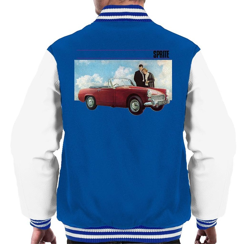 Austin Healey Sprite Mark IV Admired By Couple British Motor Heritage Men's Varsity Jacket