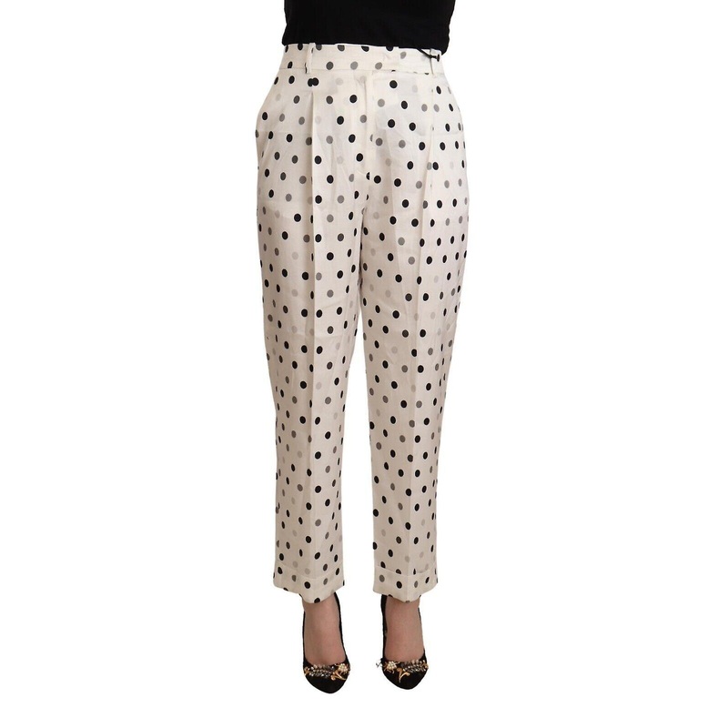 Ermanno Scervino Ladies' White Polka Dotted High Waist Tapered Pants