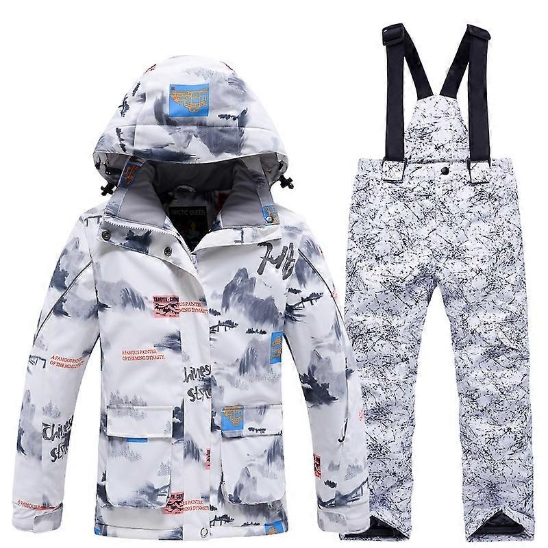 Winter -30 Children Ski Suit Professional Skiing Snowboarding Kids Jacket and Pants Warm Waterproof Snow Suit - 1025 Set