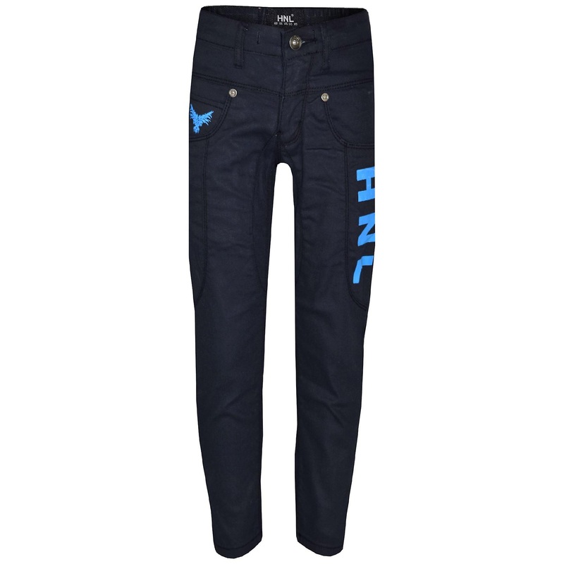 Boys HNL Print Black & Blue Denim Pants