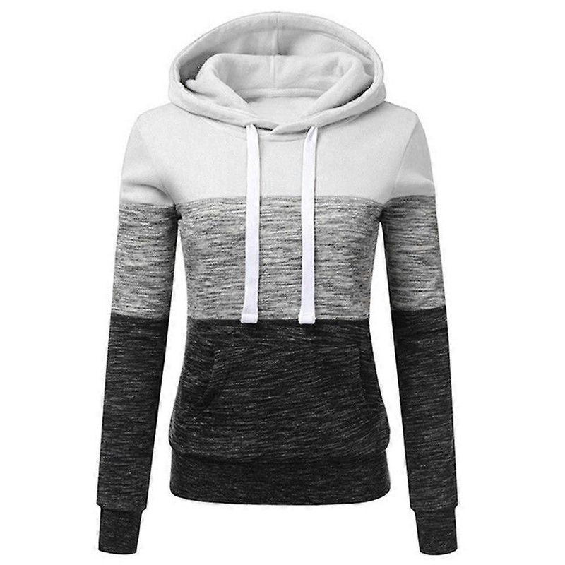 Women's Autumn Slim Patchwork Zip Hooded Jacket  White, size S