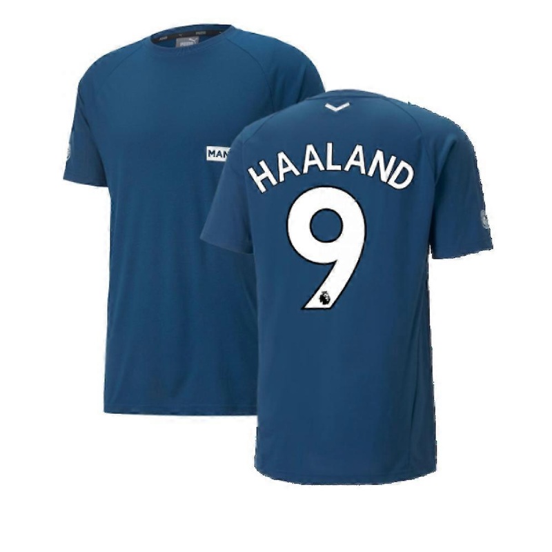 2022-2023 Man City Casuals Tee (Blue) (HAALAND 9)