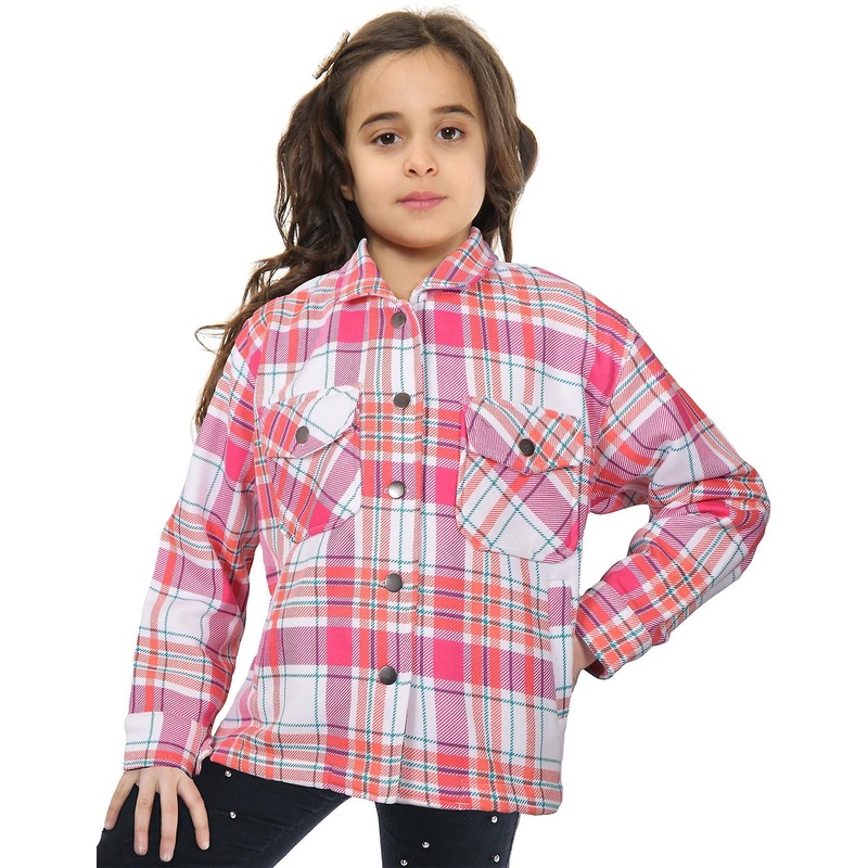 A2Z 4 Kids Girls Checks Longline Fleece Stylish Tunic Trendy Fashion Jackets