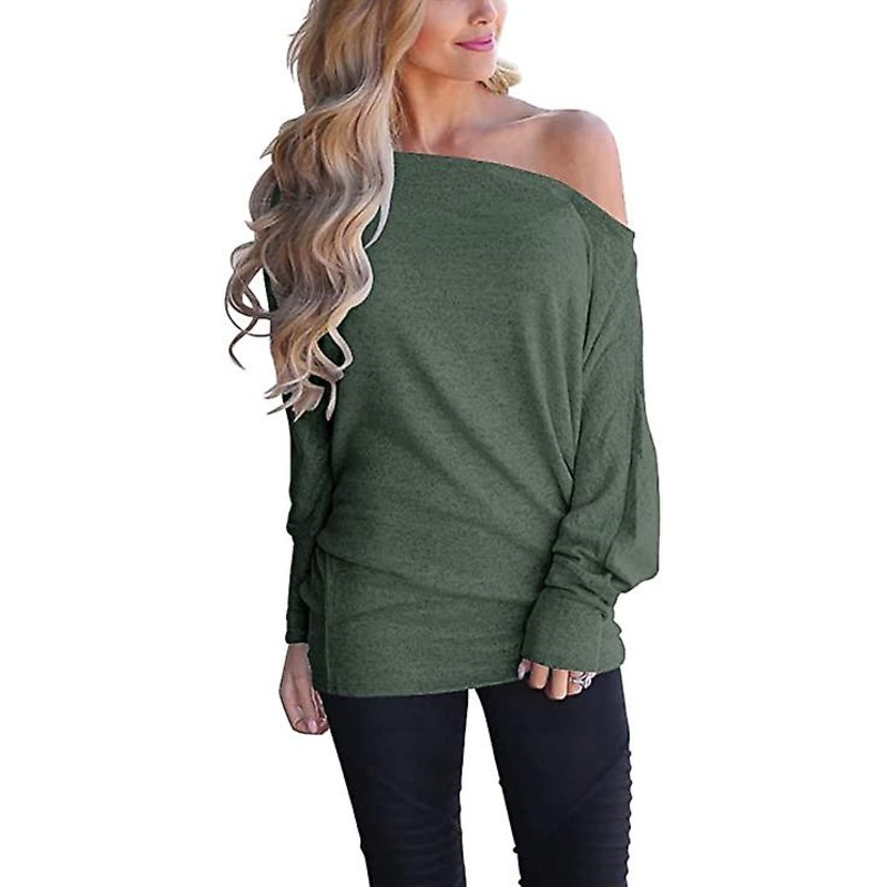 Women's Off Shoulder Tops Casual Loose Batwing Sleeve Shirts Tunic Knit Oversized Pullover Sweater