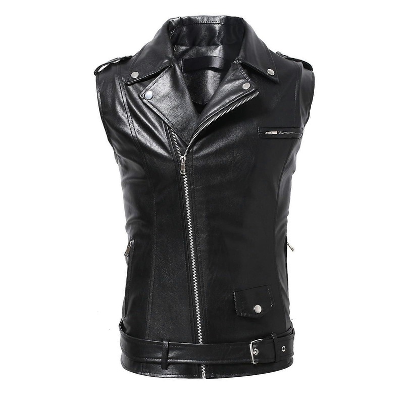 Men's Leather Vest Motorcycle Plus Size Leather Cowl Vintage XL Protective Jackets Club Vest Laced Black Cowl Costume Vest Biker Vest Black M