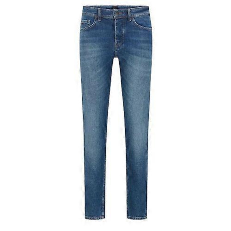 Boss Mens Leather Badge Tapered Jeans