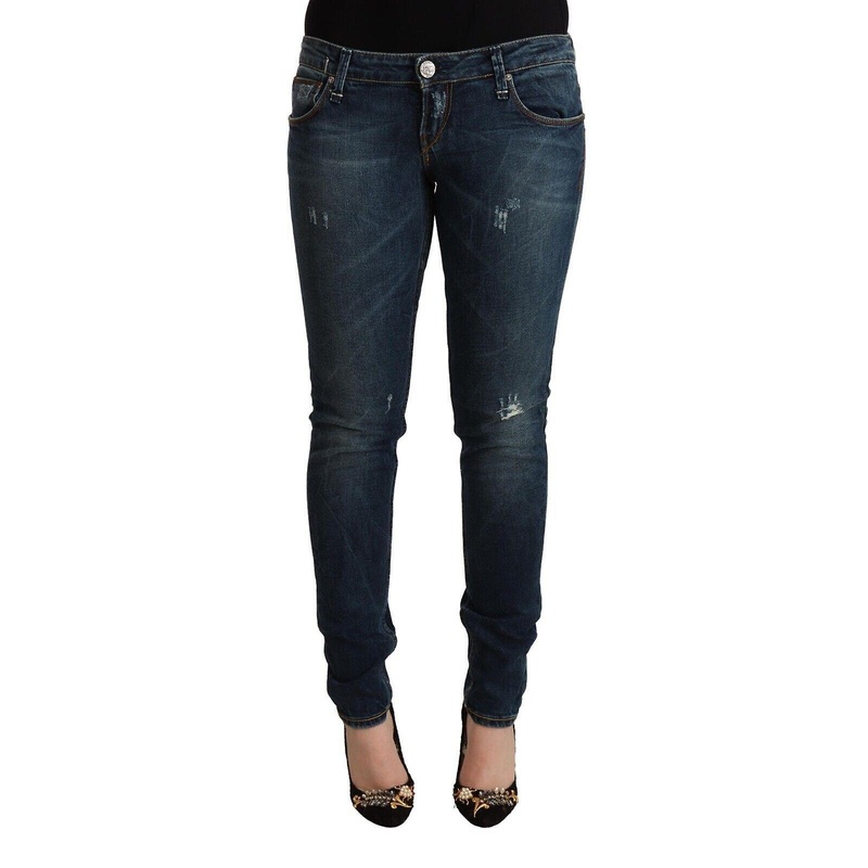 Blue Washed Low Waist Slim Fit Denim Jeans