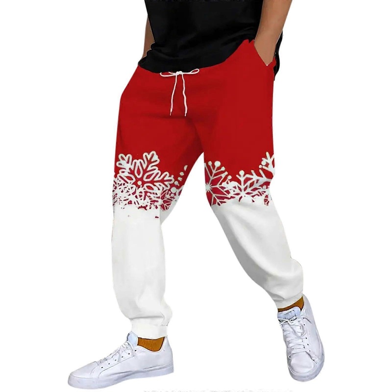 Chino Trousers Men's Jogging Bottoms Large Sizes 3D Print Christmas Colour Block Comfortable Sweatpants Watermelon Red 3XL