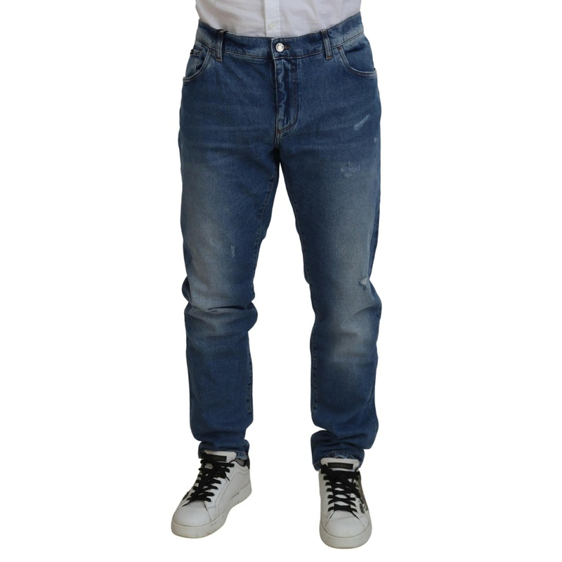 Dolce & Gabbana Blue Washed Skinny Cotton Denim Jeans
