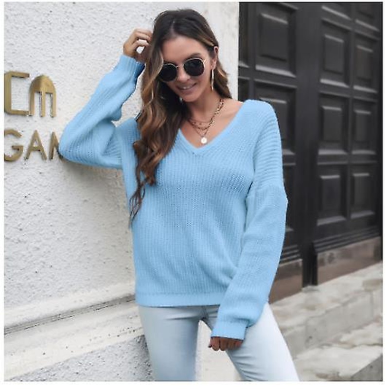 Women's Clothing 2022 Autumn And Winter Fashion V-neck Long-sleeved Women's High Quality Casual Loose Sweater Women's Knitted Sweater Top