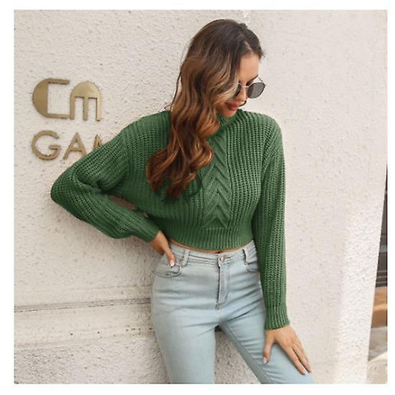 Women's Sweater High Quality Fashion Three-dimensional High-necked Short Long-sleeved Women's Autumn And Winter Solid Color Loose Knitted Sweater
