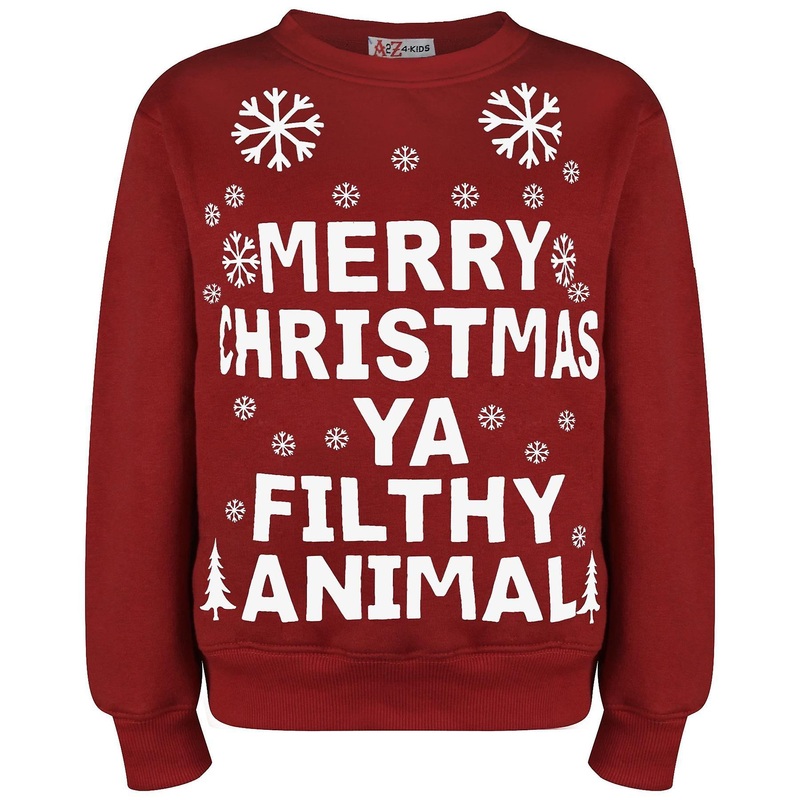 A2Z Merry Christmas Unisex Ya Filthy Jumper Crewneck Xmas Sweatshirt for Adults