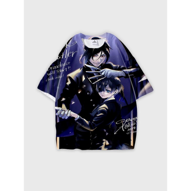 T-Shirt Round Neck, Loose Short Sleeve Black Butler Graphic Tee, Unisex Summer Casual Top U759