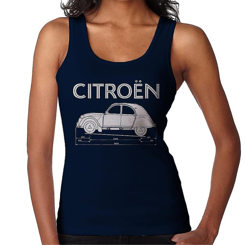 Citroen 2CV Dimensions White Diagram Women's Vest