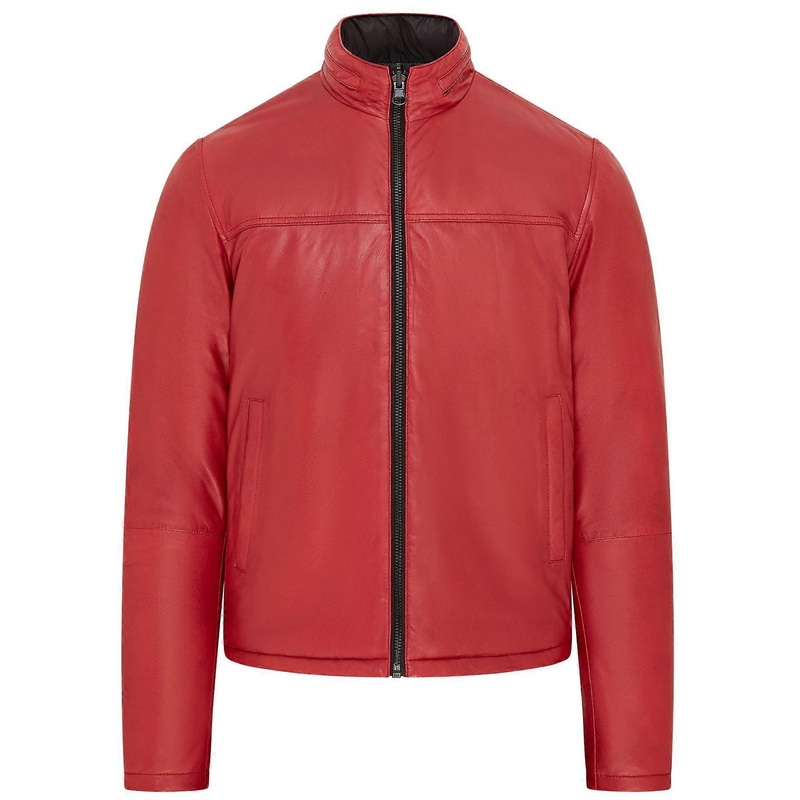 Mens Reversible Hooded Leather Jacket Premium Lambskin Napa