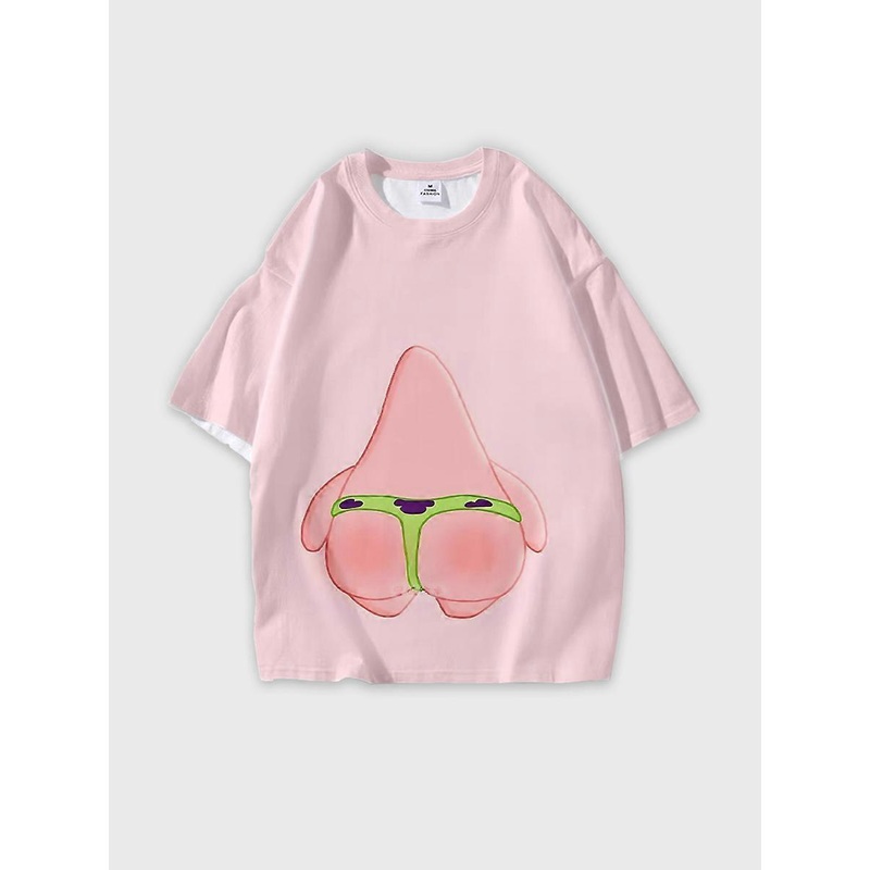 T-shirt round neck Cartoon Pattern loose short sleeve D412