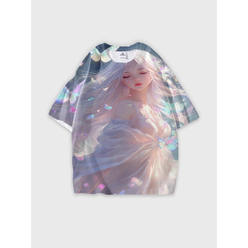 T-Shirt Round Neck, Loose Short Sleeve Pattern Graphic Tee, Unisex Summer Casual Top W1866