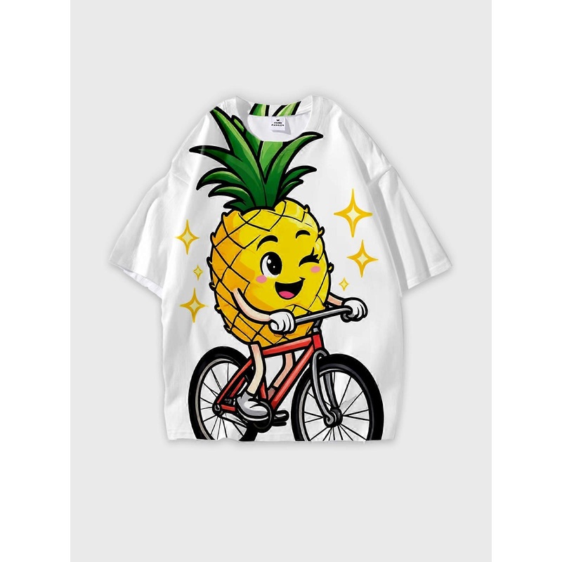 T-Shirt Round Neck, Loose Short Sleeve Pattern Graphic Tee, Unisex Summer Casual Top W2356