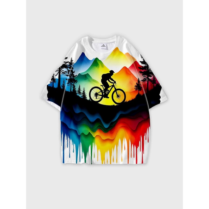 T-Shirt Short Sleeve Round Neck, Summer Casual Loose Graphic Tee, Unisex Pattern W2782
