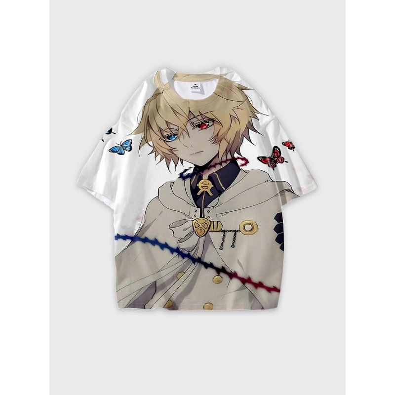 T-Shirt Short Sleeve Round Neck, Summer Casual Loose Graphic Tee, Unisex Seraph of the end Mikaela Hyakuya U1435