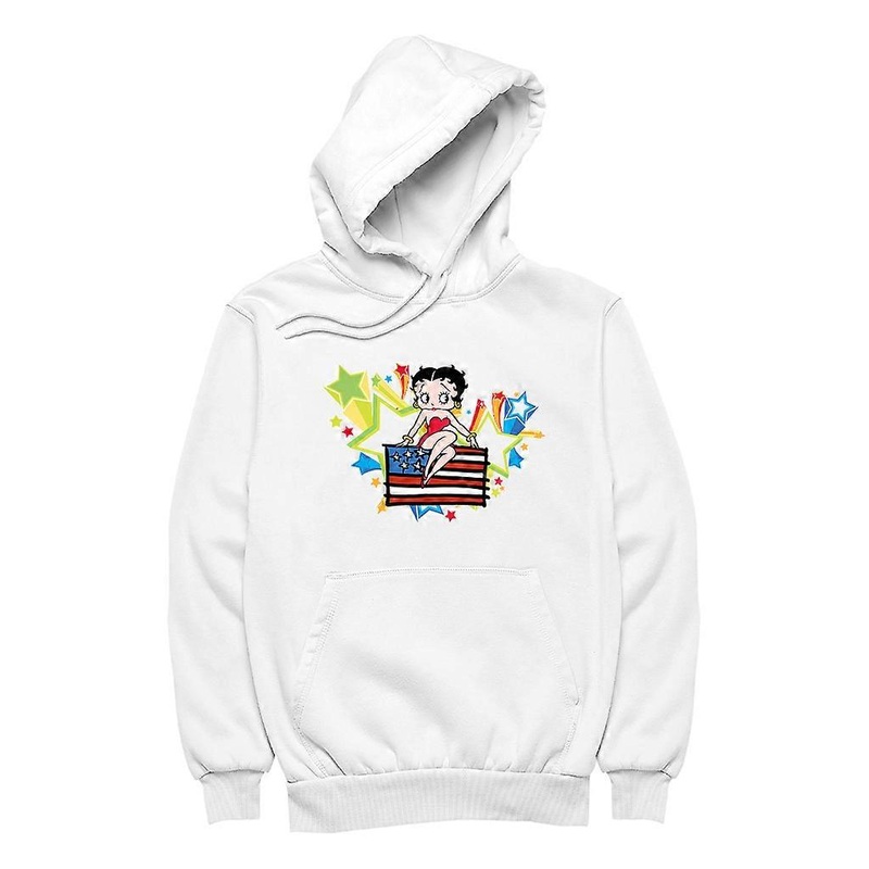 Americana Betty Boop Flag & Stars Women's Hooded Sweatshirt