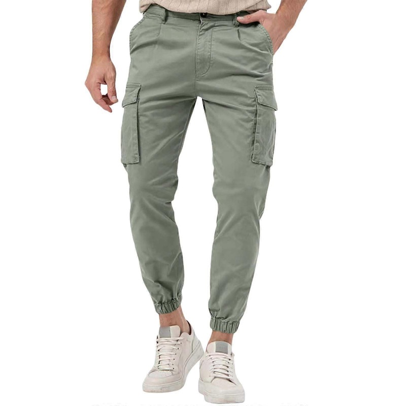 Hiking Trousers for Men - Lightweight Tactical Cargo Pants with Multiple Pockets in Combat Green, Size M