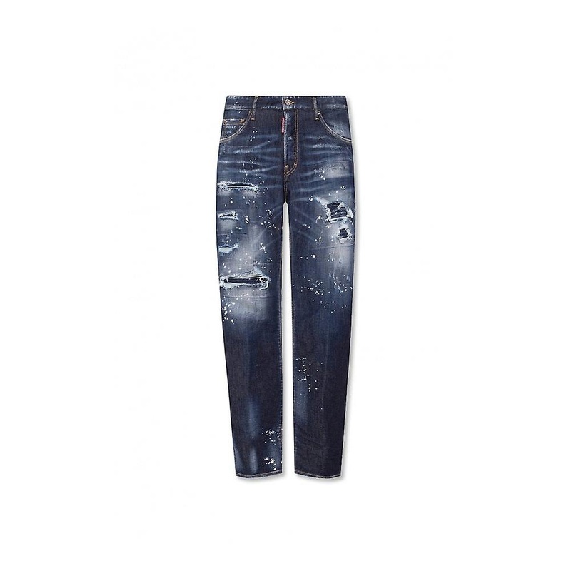 Men's DSQUARED2 Cotton Rip And Repar Mid Wash Paint Splatter Cool Guy Jeans