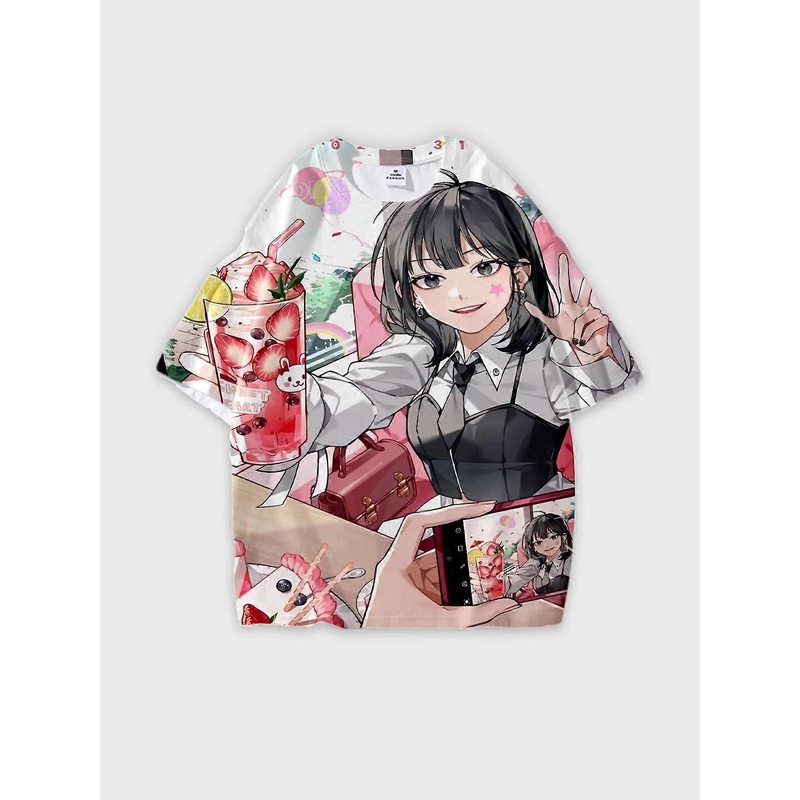 T-Shirt Round Neck, Loose Short Sleeve Link Click Graphic Tee, Unisex Summer Casual Top W3009