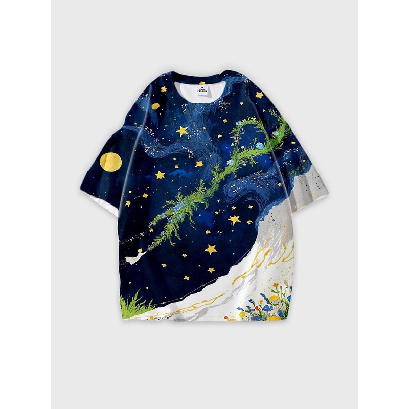 T-Shirt Short Sleeve Round Neck, Summer Casual Loose Graphic Tee, Unisex Pattern W1621