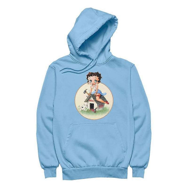 Betty Boop Pin-Up Building Pudgy Doghouse Women's Hooded Sweatshirt