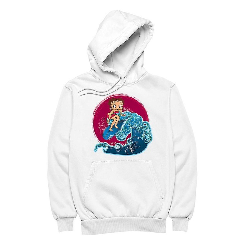 Betty Boop Surfing Big Wave Women's Hooded Sweatshirt